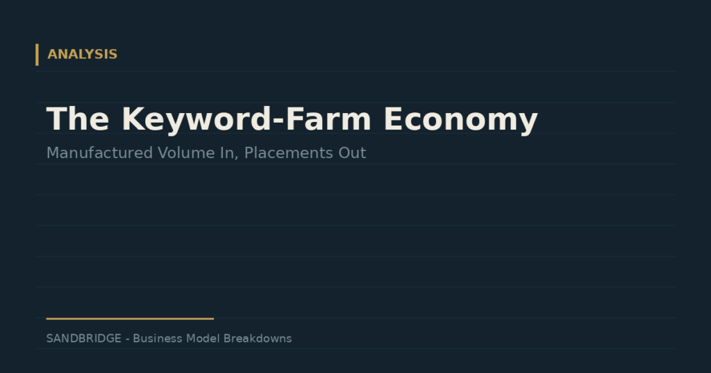 The Keyword-Farm Economy: Manufactured Search Volume as a Business Model