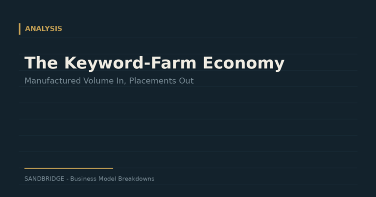 The Keyword-Farm Economy: Manufactured Search Volume as a Business Model